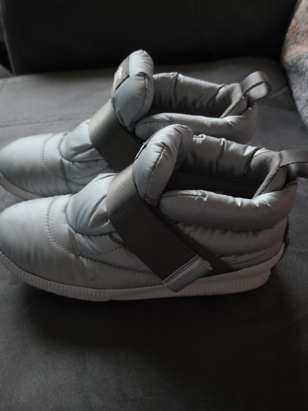 Sorel Quilted Slip-On Puffer Loafers in Gray